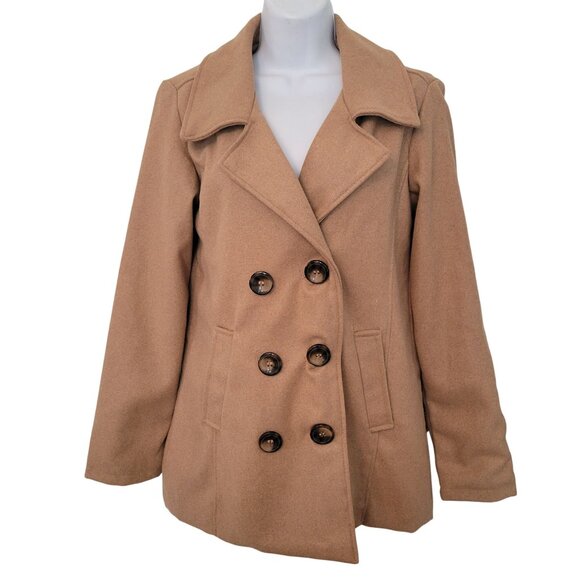 Me Jane Camel Tan Double Breasted Peacoat S Preppy Twee Academia Glam - Picture 1 of 4